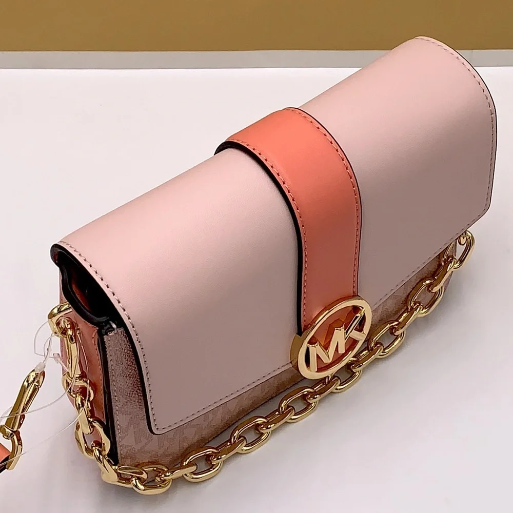 Michael Kors Carmen Small Monogram Flap Crossbody - Sherbert color